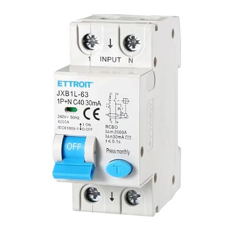 ETTROIT Magnetotermico differenziale 1P+N 40A 6kA 30mA 220V occupa 2 Moduli DIN Ettroit JX274061 (1/3)