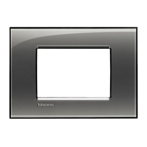 Bticino – Placca quadra 3 moduli LNA4803KF – Metallo fumo di Londra – Finitura lucida – Installazione orizzontale – IP00 (1/6)