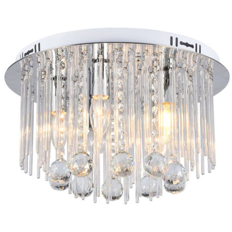 V-TAC Lampadario da soffitto design a Cristalli con Portalampade E14x5 Colore Argento H400xD240mm - 23359