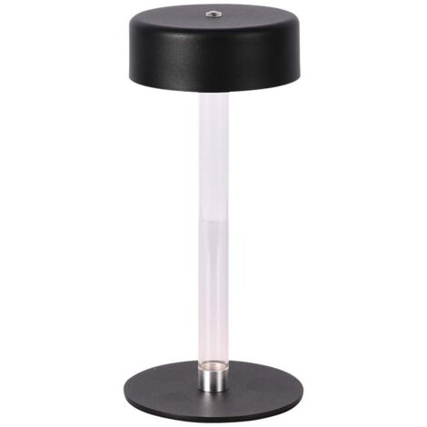V-TAC Lampada LED da Tavolo 3W Nero Trasparente Ricaricabile, Touch Dimmerabile 3in1