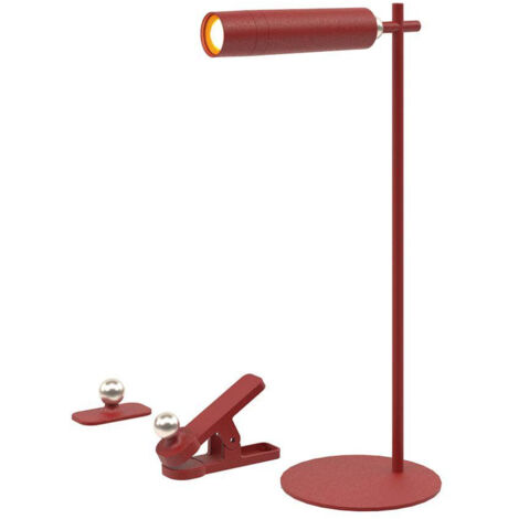 V-TAC Lampada LED da Tavolo Magnetica 3W Rosso Ricaricabile, Dimmerabile Bianco Naturale