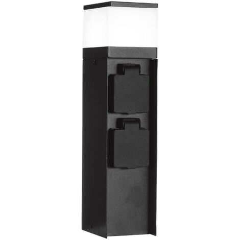 V-TAC Piantana LED Giardino 30cm Portafaretto G9 e 2 Prese 16A Schuko in Acciaio Nero IP44