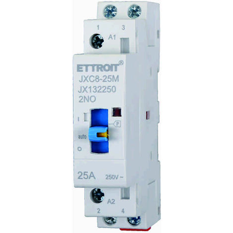 ETTROIT JX132250 Contattore AC Domestico 2P 25A 220V 50Hz 2NO  DIN con Interruttore di Controllo Manuale (1/3)