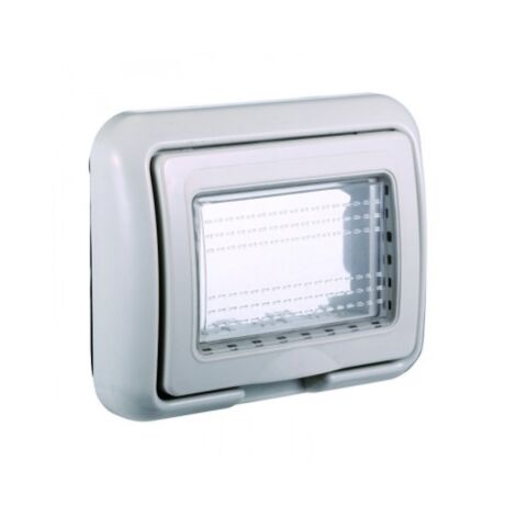 ETTROIT Placca con coperchio 3P IP55 custodia idrobox compatibile Bticino Living colore GRIGIO - LG2703