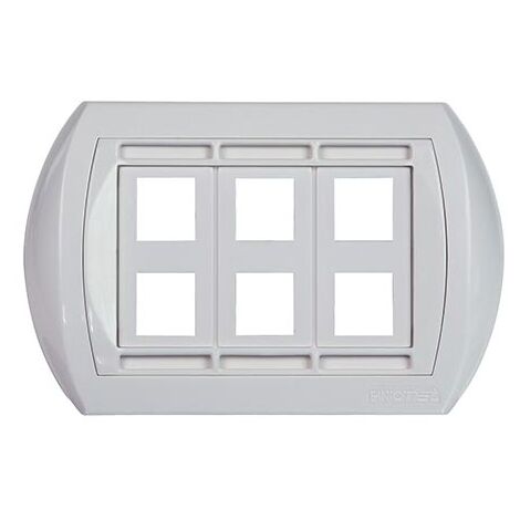 Placca universale 6 uscite RJ45 aggancio KEYSTONE colore bianco Fanton 23953