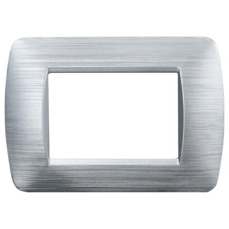 ETTROIT LN85315 Placca Plastica Serie Space 3P Colore Silver Satinato Compatibile Con Bticino Living Light