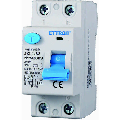ETTROIT JX322568 Interruttore Differenziale Puro 2P 25A 300mA 220V-6KA CLASSE A (1/4)