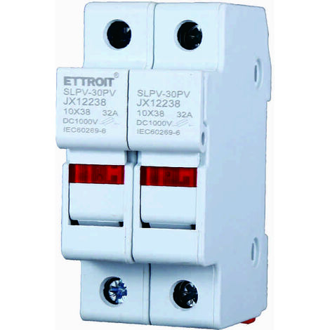 ETTROIT JX12238 Supporto per fusibili cilindrici Base RT18-32  2P DIN 10 x 38mm AC/DC