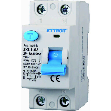ETTROIT JX321668 Interruttore Differenziale Puro 2P 16A 300mA 220V 6KA CLASSE A (1/3)