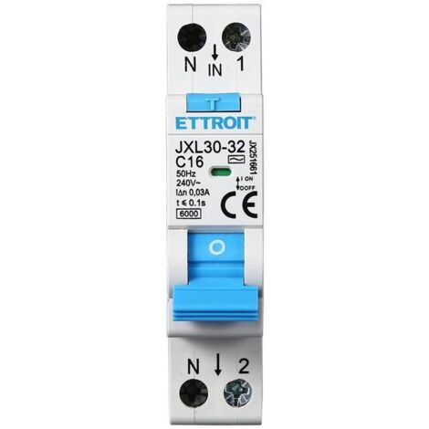 Ettroit – Interruttore magnetotermico differenziale salvavita 1P+N 16A 30mA 240V – Potere di interruzione 6000A – Curva C – Per impianti residenziali e commerciali (1/5)