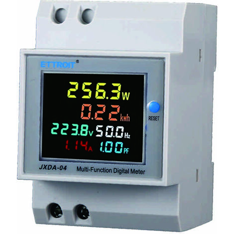 ETTROIT JXDA-04 - Misuratore di corrente Contatore Digitale 6 in 1 AC40-300V 100A Voltmetro Amperometro Guida Din
