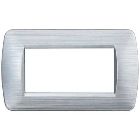 ETTROIT LN85415 Placca Plastica Serie Space 4P Colore Silver Satinato Compatibile Con Bticino Living Light