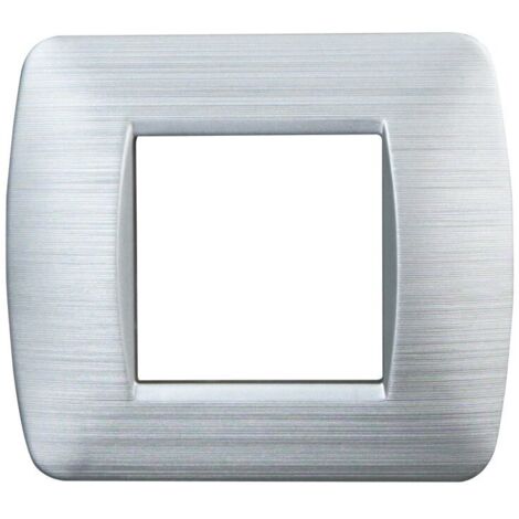 ETTROIT Placca Plastica Serie Space 2P Colore Silver Satinato Compatibile Con Bticino Living Light LN85215