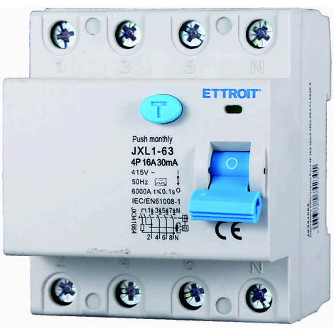ETTROIT JX341664 Interruttore Differenziale Puro 4P 16A 30mA 380V-6KA CLASSE A (1/3)