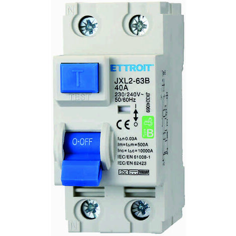 ETTROIT JX324069 Magnetotermico Differenziale Puro 2P 40A 30mA CURVA B 6KA AC/DC 220V (1/3)