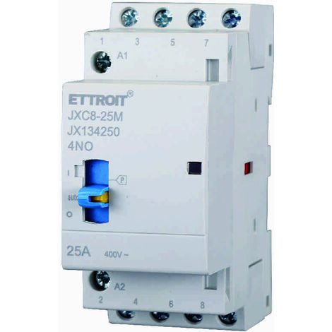 ETTROIT JX134250 Contattore Domestico 4NO 4P 25A 220v 50hz AC DIN con Interruttore di Controllo Manuale (1/3)