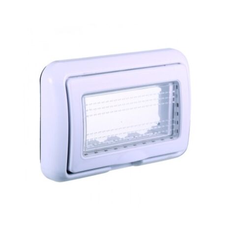 ETTROIT Placca con coperchio 4P IP55 custodia idrobox compatibile Bticino Living colore BIANCO -  LB2704