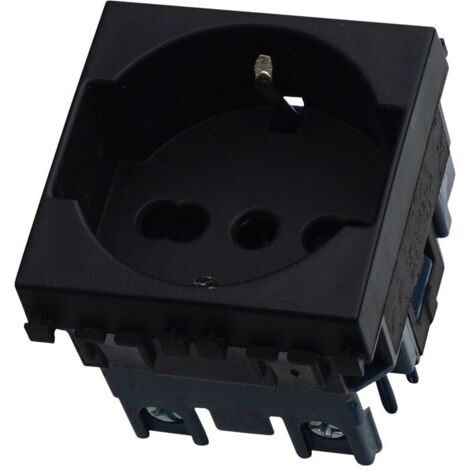 ETTROIT Presa Schuko 2P+T 16A Colore Nero Compatibile Con Vimar Arke VA2102