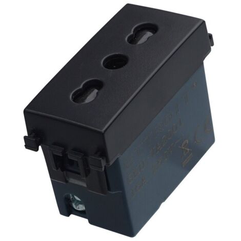 Modulo presa bipasso, serie Venus, nero, 16A, compatibile con serie Vimar Arkè - Ettroit VA2001