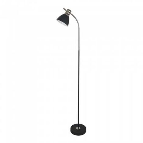 V-TAC VT-7702 Lampada da terra in metallo corpo nero e nichel satinato  orientabile con