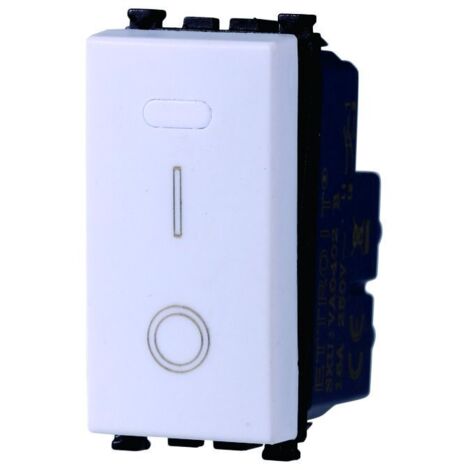 ETTROIT Interruttore bipolare 2P 16A 0-1 colore bianco Compatibile con Vimar Arke VA0402B