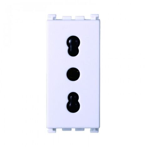 ETTROIT Presa Bipasso Bivalente 2P+T 10/16A colore bianco compatibile con Vimar Arke VA2001B