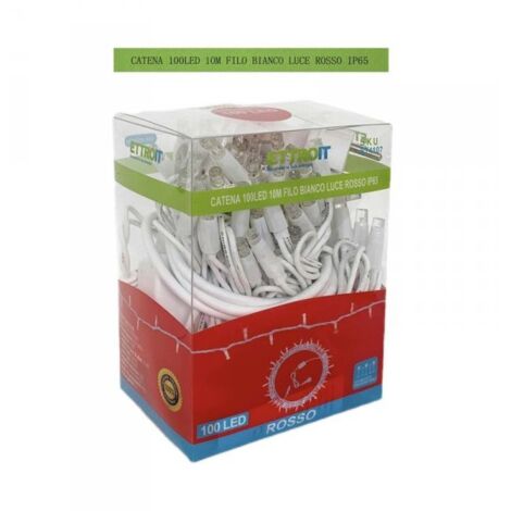 Ettroit – Luci Natale Catena Luminosa 100 LED 10 Metri Filo Bianco Luce Rossa Flash Bianco Esterno IP65 – Prolungabile – Alimentazione 220-240V (1/8)