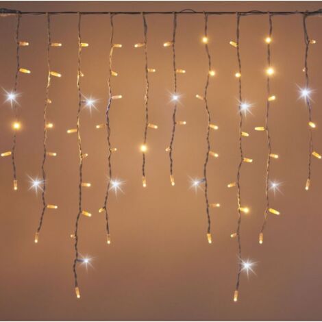 Tenda Luminosa Da Esterno IP65 5MT Con 216 Luci Led Bianco Caldo Giallo Effetto Cascata Con Connettore Prolungabile