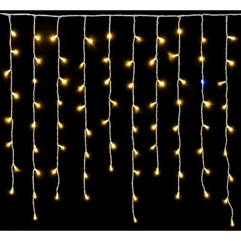 Luci Natalizia Tenda a Balcone 200 LED 5 Metri X30-70-40-60 Filo Bianco Luce Calda Gialla Esterna IP65 ET4127