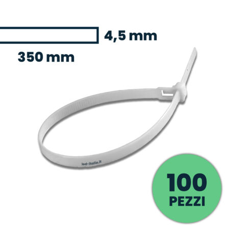 V-tac 100 fascette per cavi 4,5x350mm in nylon colore bianco 11175