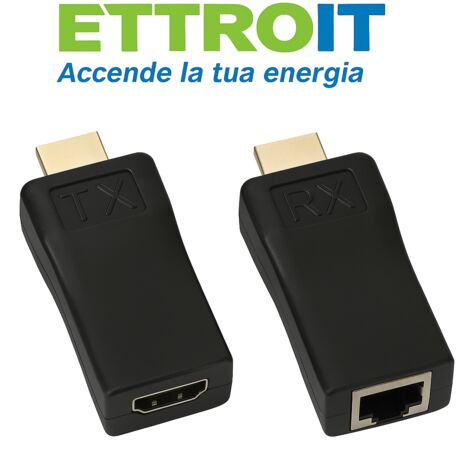 ETTROIT extender 30mt HDMI a RJ45, per cavo Cat 5e/6, 1080p, Prolunga/adattatore passivo trasmissione fino a 30 m (1/3)