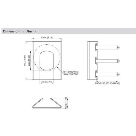 Adattatore Da Palo Per Telecamere PTZ E Bullet | Supporto In Acciaio SECC Per Installazione Semplice | Compatibile Con Sistemi Di Videosorveglianza DAHUA - 6