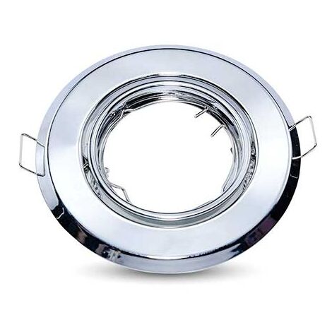 2 PZ Porta Faretti LED GU10 MR16 Rotondi Orientabili con Molla Cromati SKU 8940