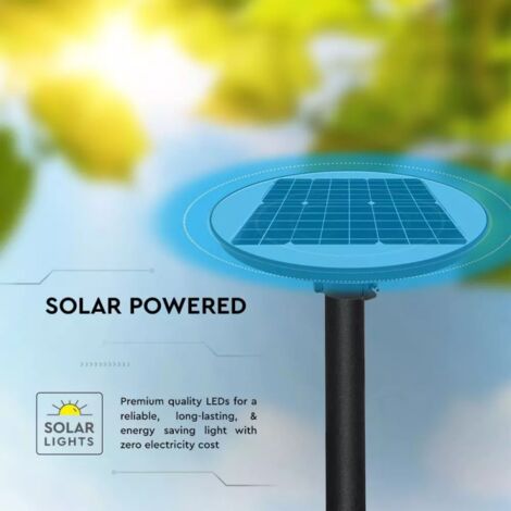 V-TAC VT-65W Lampione LED 10W da giardino autoalimentata a batteria con pannello solare e sensore integrato 4000K con telecomando RF IP65 - SKU 5152
