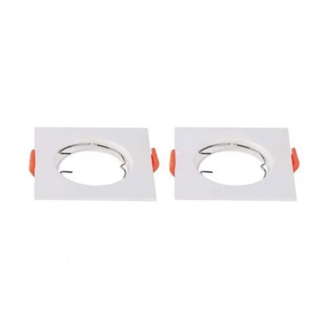 2 PZ Porta Faretti LED GU10 MR16 Quadrati Fissi con Molla Bianchi SKU 6642