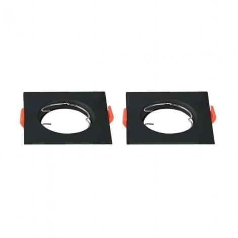 2 PZ Porta Faretti LED GU10 MR16 Quadrati Fissi con Molla Neri SKU 6643