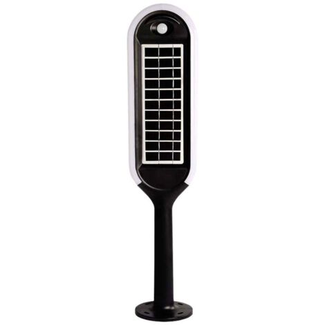 PALETTO LUMINOSO LED 5W SOLARE CON SENSORE BIANCO E NERO CORPO 4000K                                     - Luce NATURALE