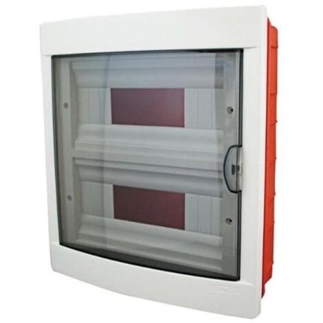 Centralino da incasso 24 moduli con cornice bianca e portello fumè IP40 315x365x80mm – Materiale tecnopolimero non propagante la fiamma – FG14324 – Faeg (1/2)