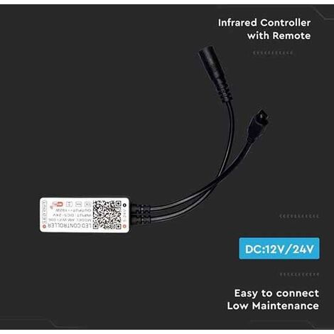 V-TAC VT-2429 Controller WiFi per strisce LED color change 3IN1+RGB 12V/24V  con telecomando IR 28 tasti gestione remota da smartphone - SKU 2900