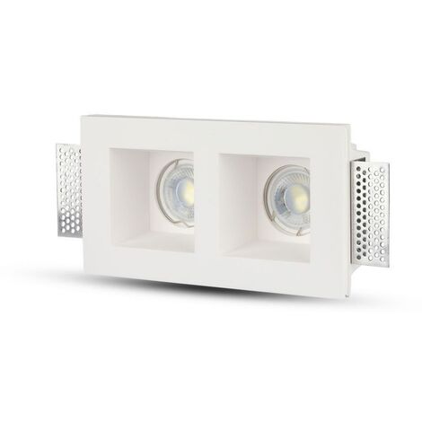 V-tac faretto ad incasso in quadrato doppio attacco gu10 in gesso colore bianco 3648