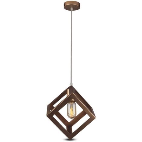 V-TAC VT-7161 Lampadario Portalampada romboidale cubo in metallo 1MT E27 Ф250mm colore oro Champagne sku 3833