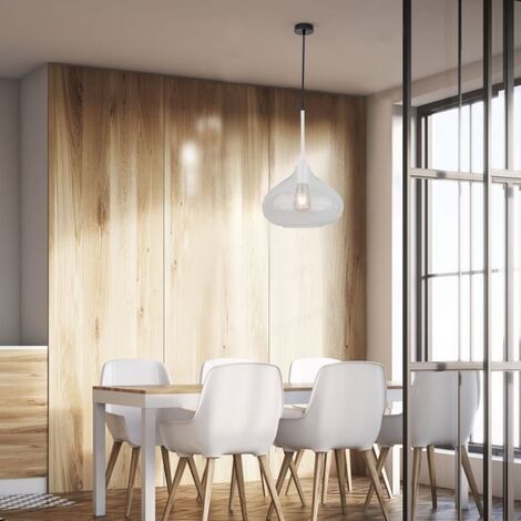 LAMPADARIO CON PORTALAMPADA MODERNO BIANCO VETRO TRASPARENTE 285MM