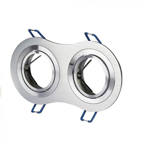 V-TAC VT-783 3602 Portafaretto LED Orientabile da Incasso Rotondo 2xGU10 in Alluminio Spazzolato