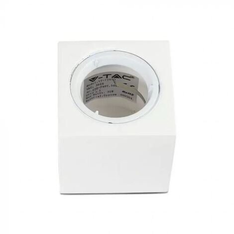 V-TAC VT-716 3666 Portafaretto LED Montaggio a Superficie Quadrato GU10 Corpo in Gesso Bianco