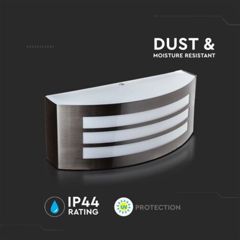 V-TAC Vt-7680 Portalampada LED da parete design moderno in acciaio da muro IP44 per lampada E27 colore grigio sku 7514