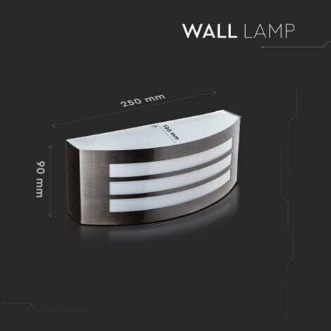 V-TAC Vt-7680 Portalampada LED da parete design moderno in acciaio da muro IP44 per lampada E27 colore grigio sku 7514