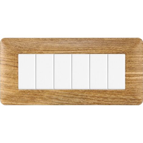 Placca Plastica Serie Solar 6P Colore Legno Scuro Compatibile Con Bticino Matix