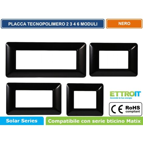 ETTROIT PLACCA PLASTICA 2P NERO compatibile matix bticino MT83202