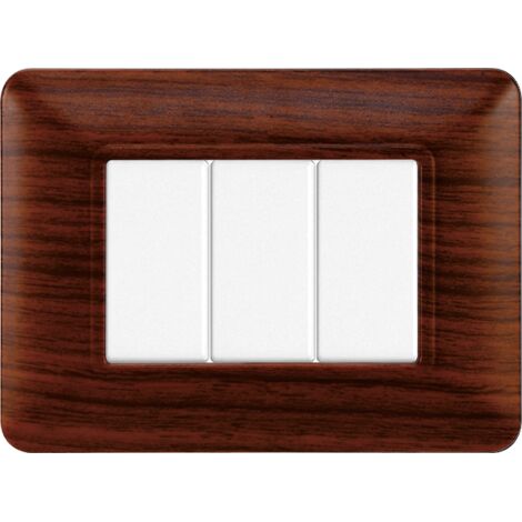 Placca compatibile Bticino Matix 3 moduli plastica colore radica