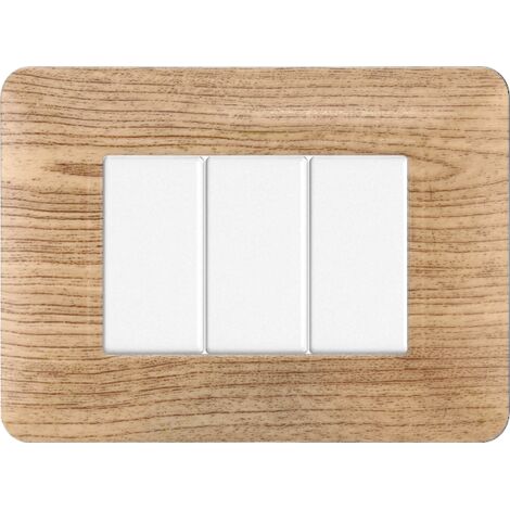 ETTROIT PLACCA PLASTICA 3P LEGNO CHIARO compatibile matix bticino MT83304